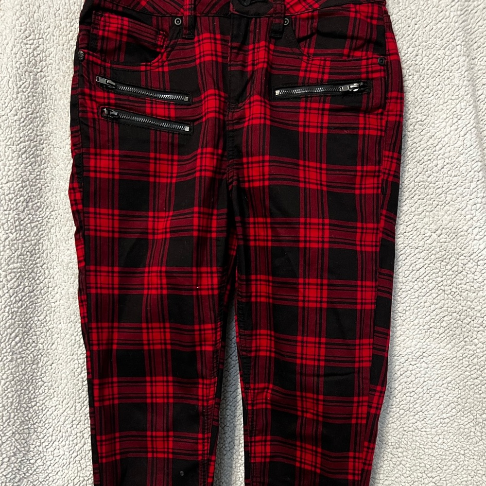 Plaid pants red and black size 5, new without tags, purchased from hot topic